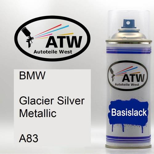 BMW, Glacier Silver Metallic, A83: 400ml Sprühdose, von ATW Autoteile West.